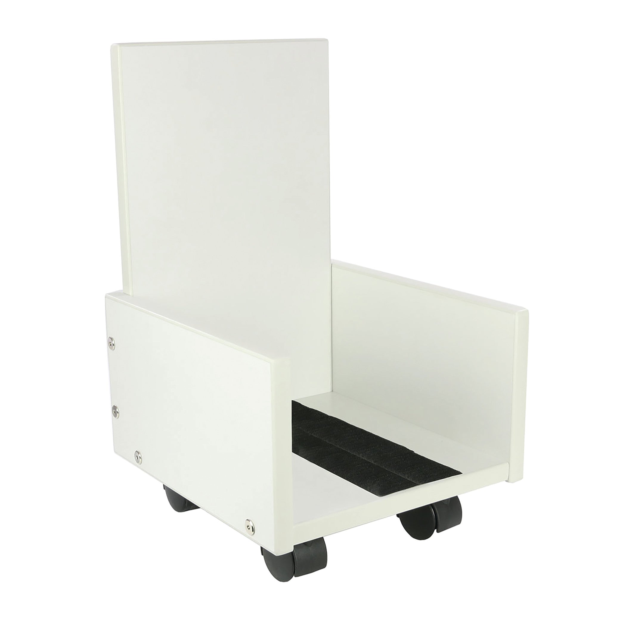 Box-Style Mobile Base for Skillbuilders Two-Piece Mobile Floor Sitter, shown in white with four caster wheels and side panels.