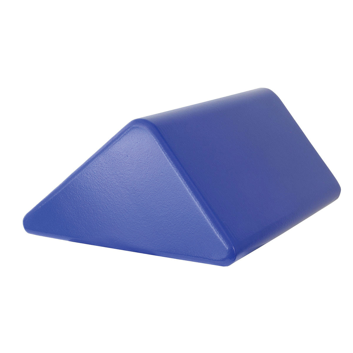 Blue Skillbuilders Wedge Knee Bolster with a triangular shape and smooth surface.