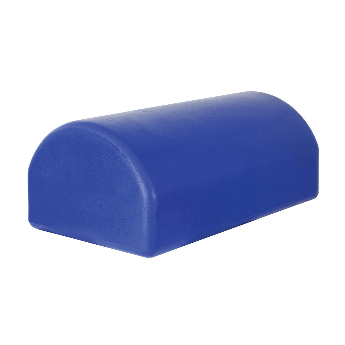 Blue Skillbuilders Crescent Knee Bolster with a semi-circular top and flat bottom, used for physical therapy and support.