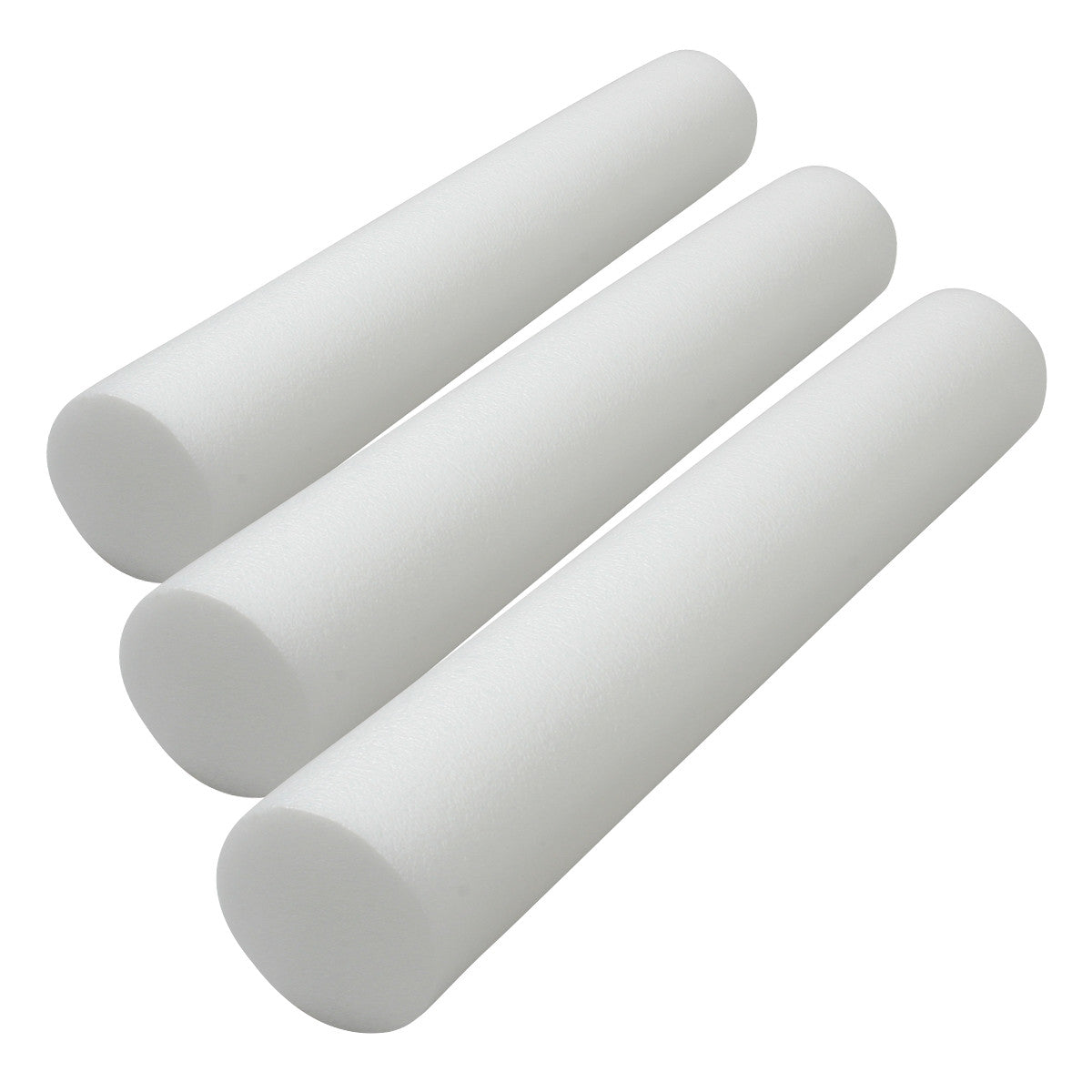 Three white AliMed Foam Rollers are aligned horizontally against a white background.