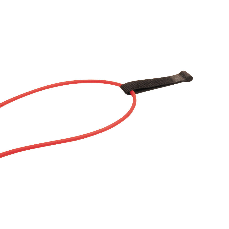 A red cord with a black plastic piece forming a loop, called an Anchor Loop, is shown on a white background.