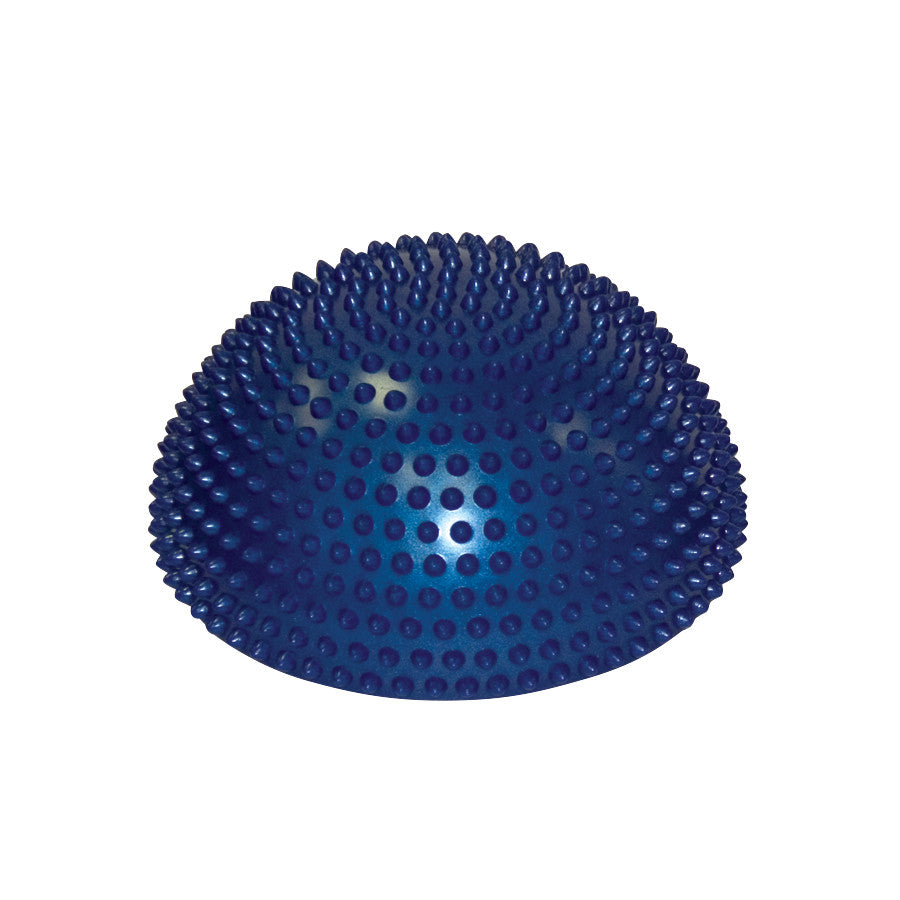A blue CanDo Balance Stone with a textured, spiky surface designed for balance and stability exercises.