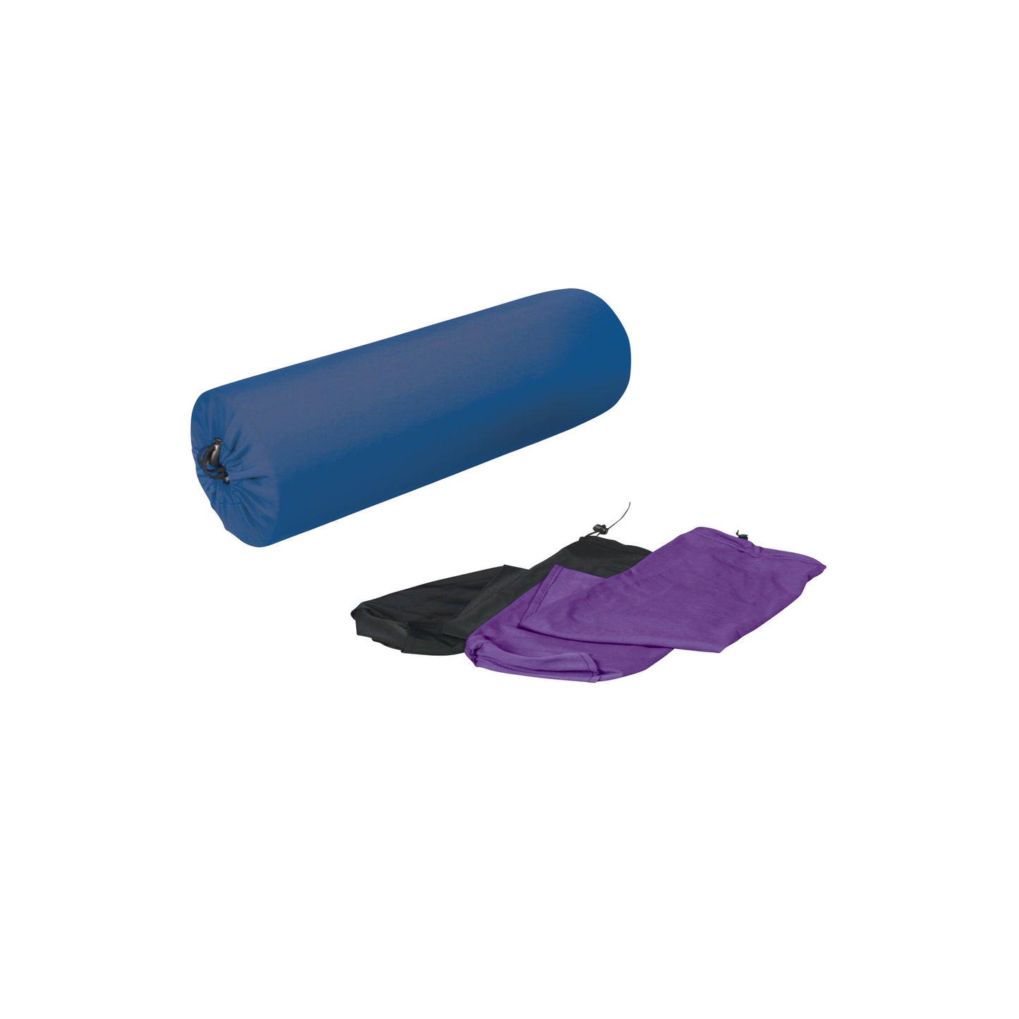 AliMed Foam Roller Cover with a blue foam roller, and covers in black and purple colors, displayed on a white background.