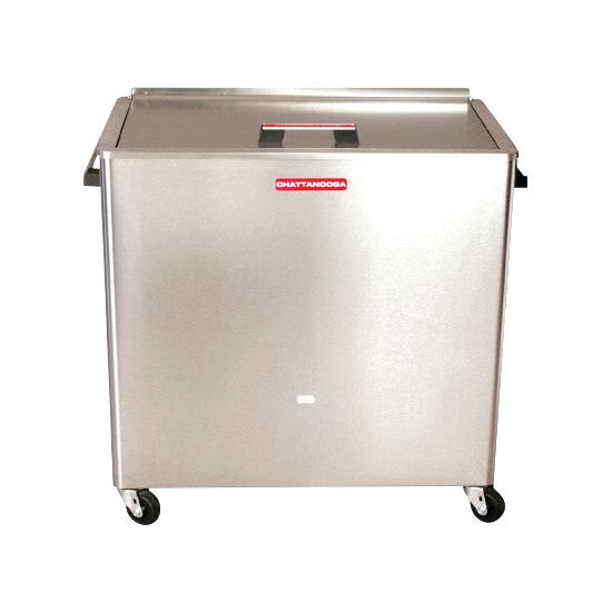 A Chattanooga Hydrocollator Heating Unit with a stainless steel exterior and caster wheels.