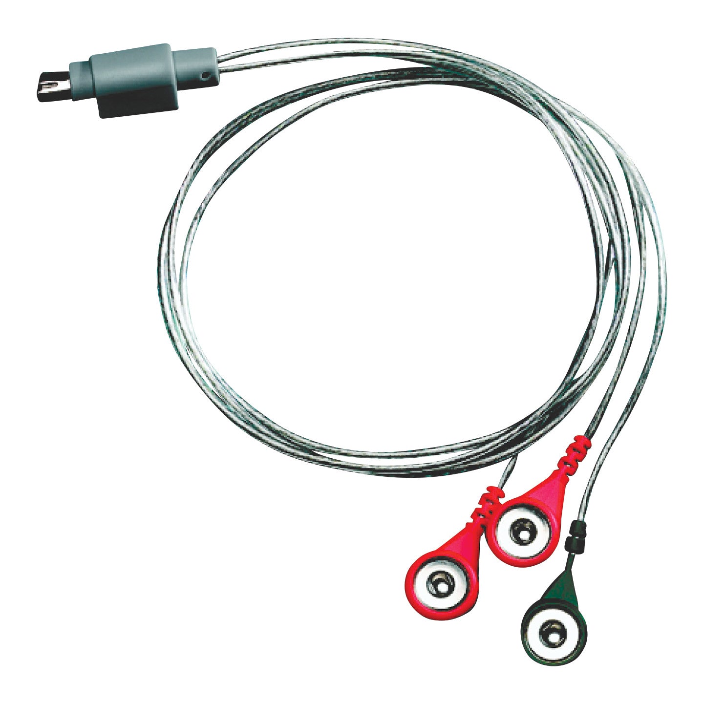 Pathway Electrode Lead Wire Set features a gray connector and three cables ending in red, black, and green electrode clips.