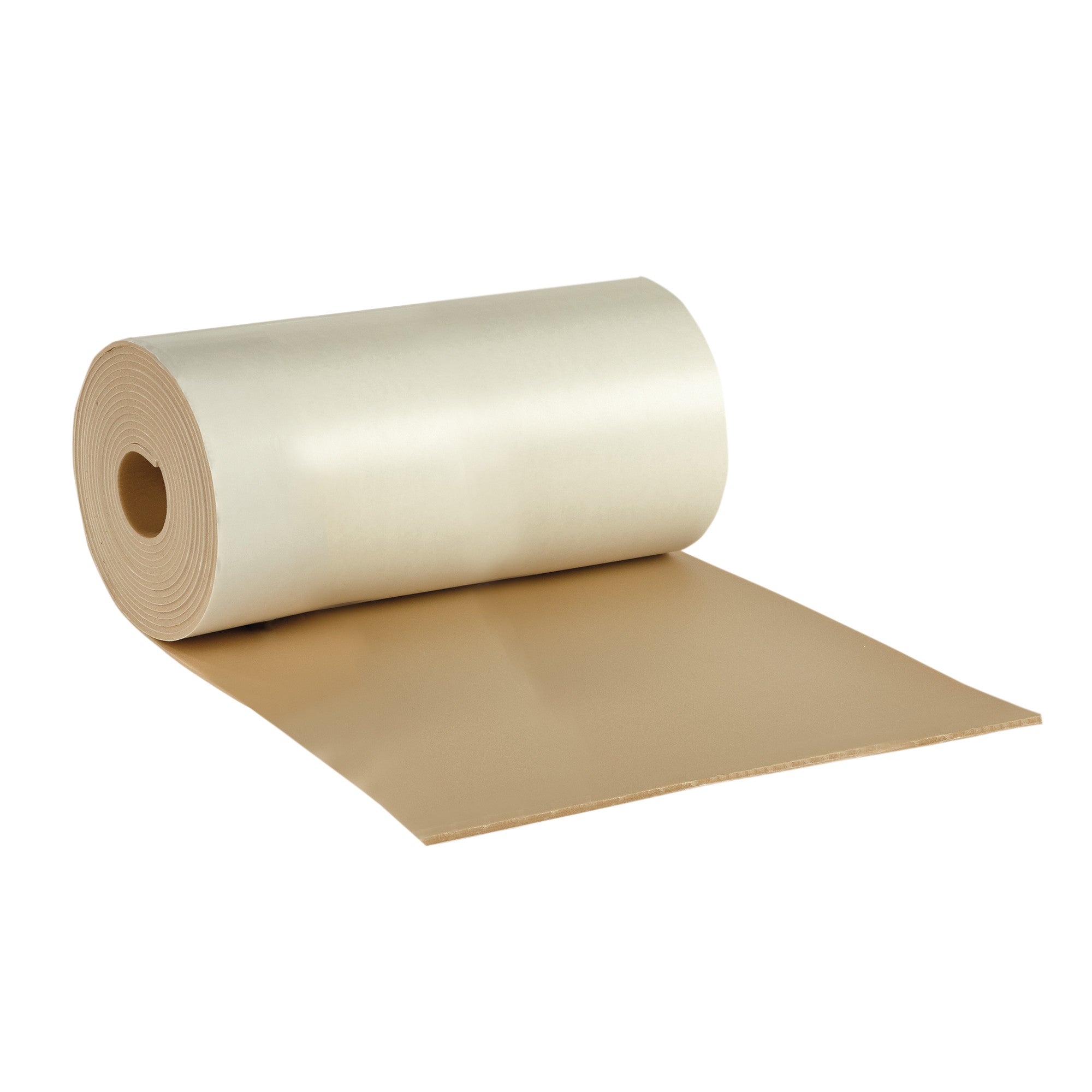 A roll of AliMed AliPlast 2E (QuickStick Padding) with a beige surface, partially unrolled, showing its smooth texture.