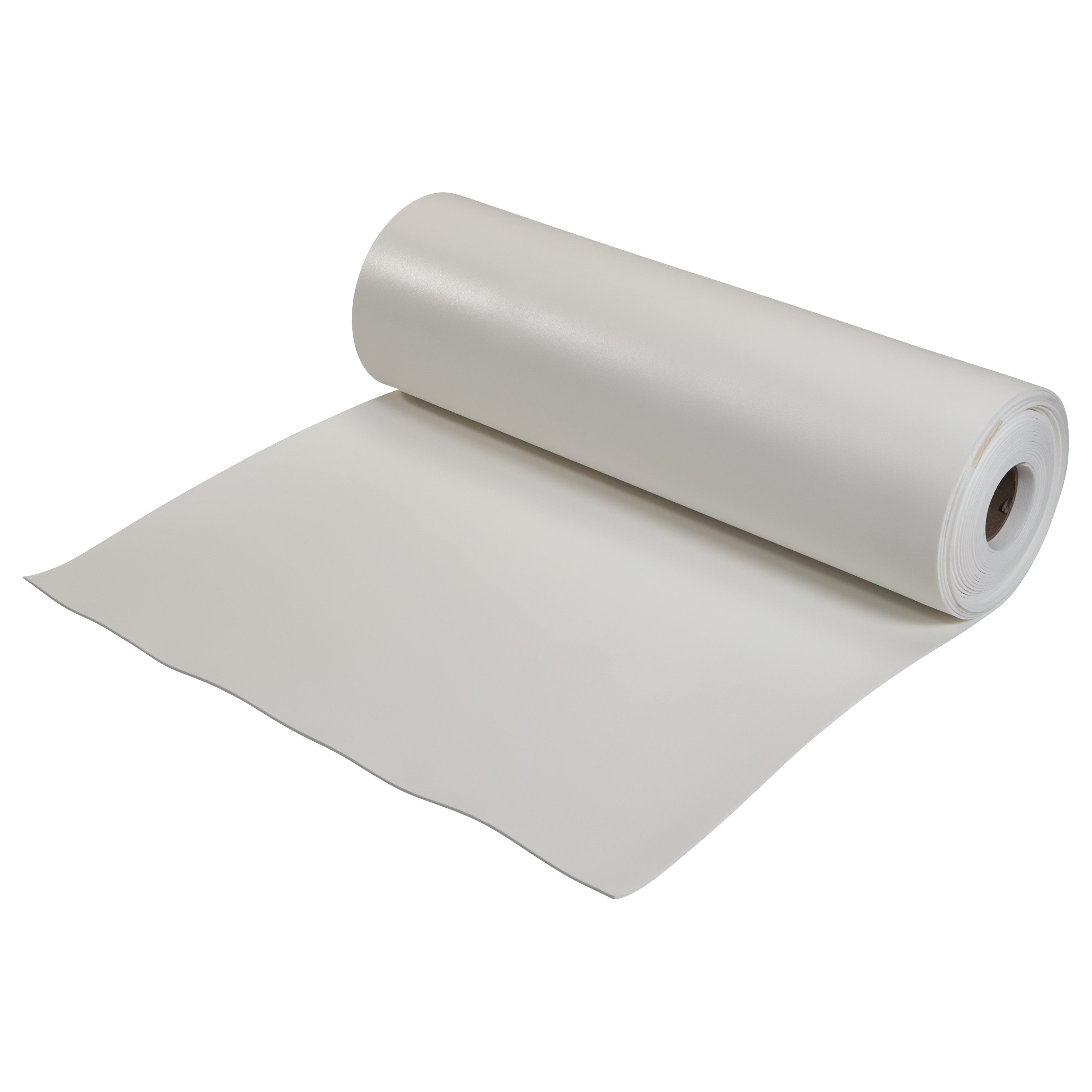 A roll of AliMed AliPlast 10, a white, dense foam material, partially unrolled with even thickness and smooth surface.