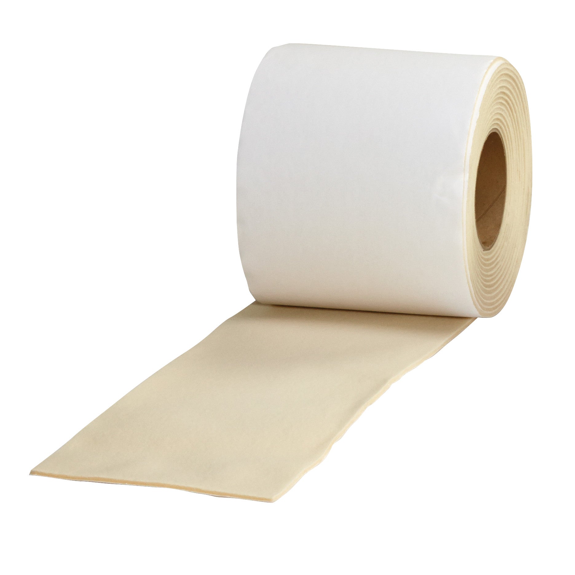 Roll of beige AliMed Molestick Padding with a white protective backing, partially unrolled, showing soft cushioning material.