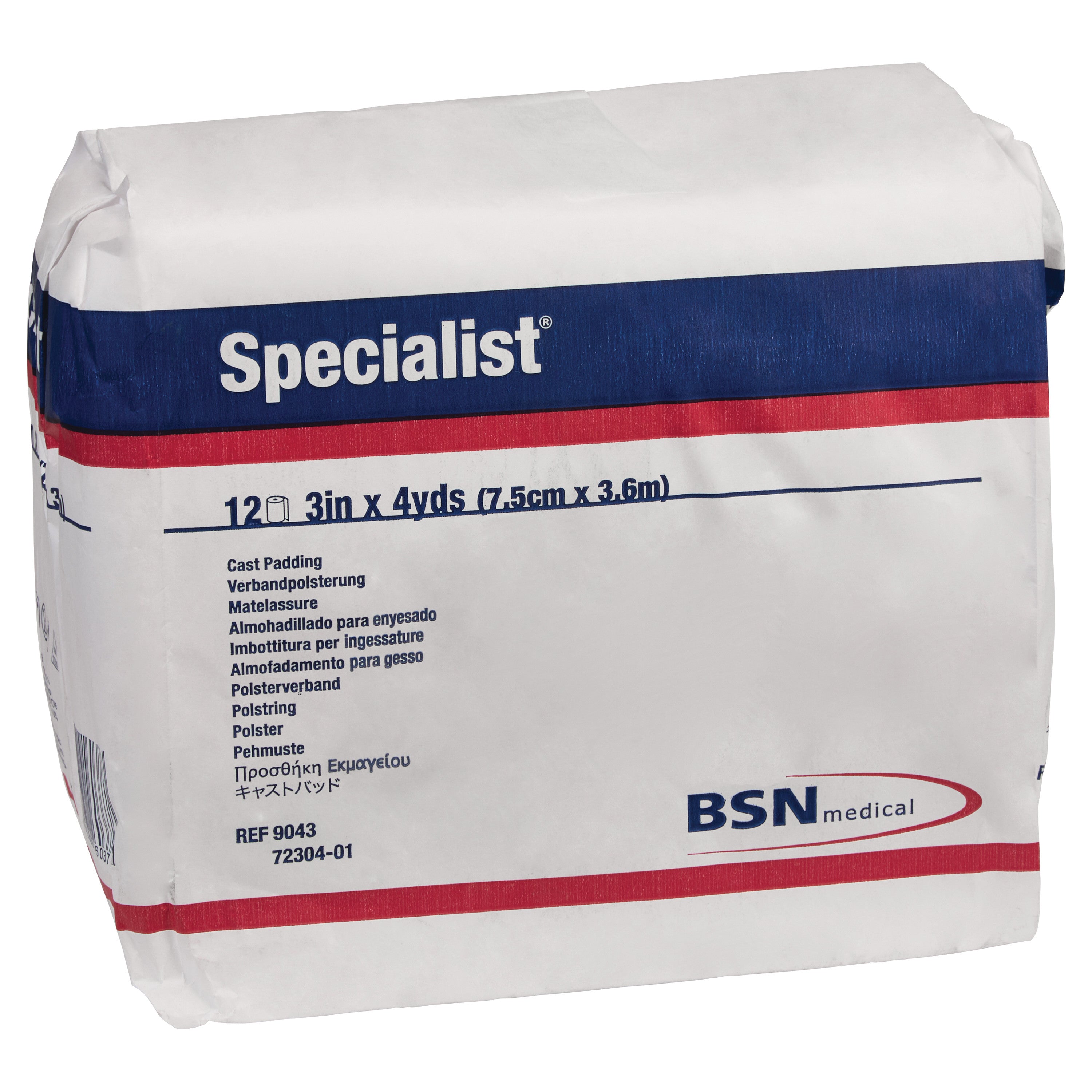 Package of Delta-Cast Specialist Cotton Blend Cast Padding, 3in x 4yds, by BSN medical.