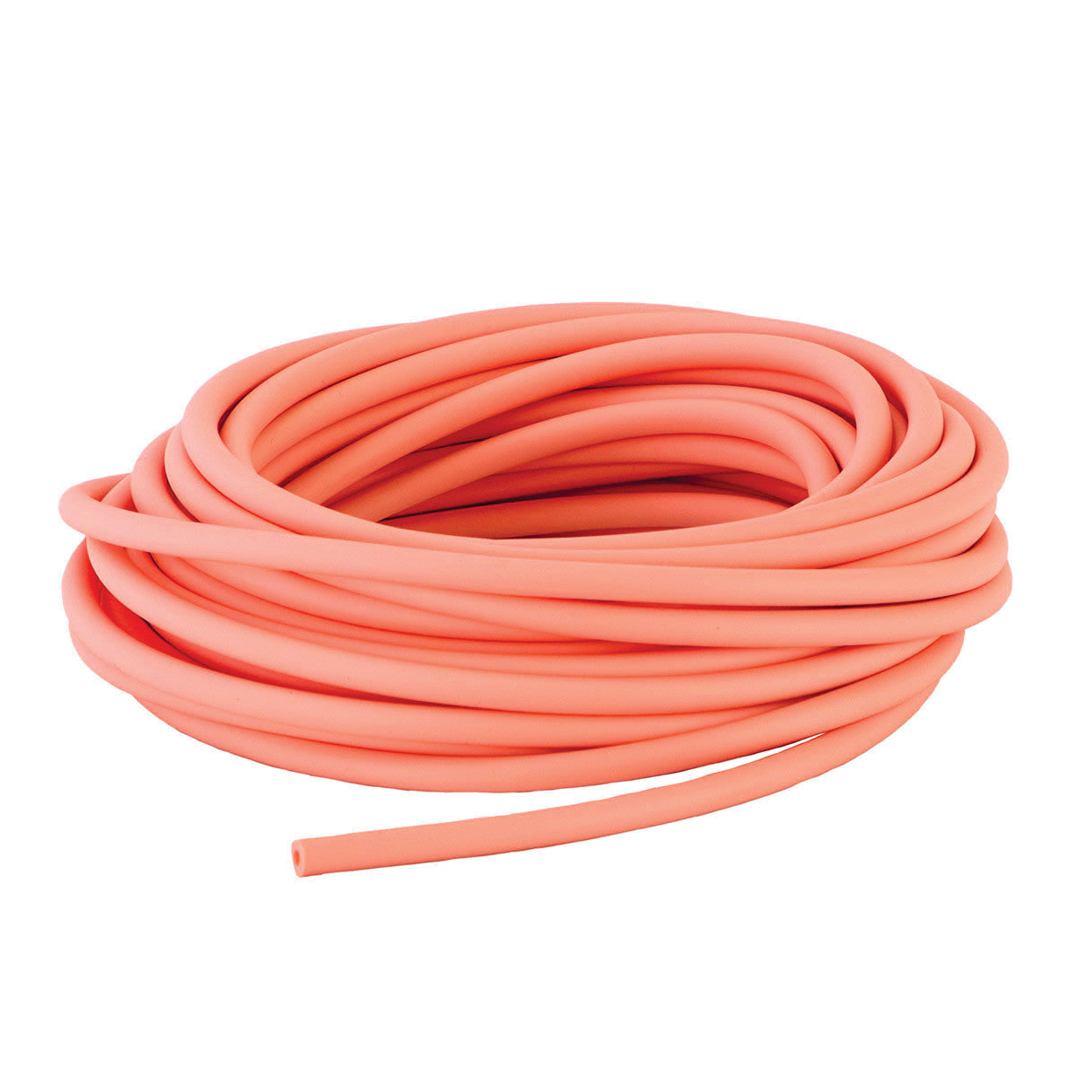 A coil of orange REP Band Non-Latex Tubing is shown against a white background.