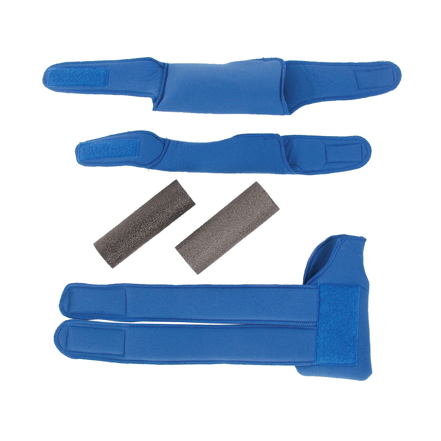 Replacement Soft Goods Set for AliMed Grip Splint includes blue padded sections and two gray foam rolls on a white background.