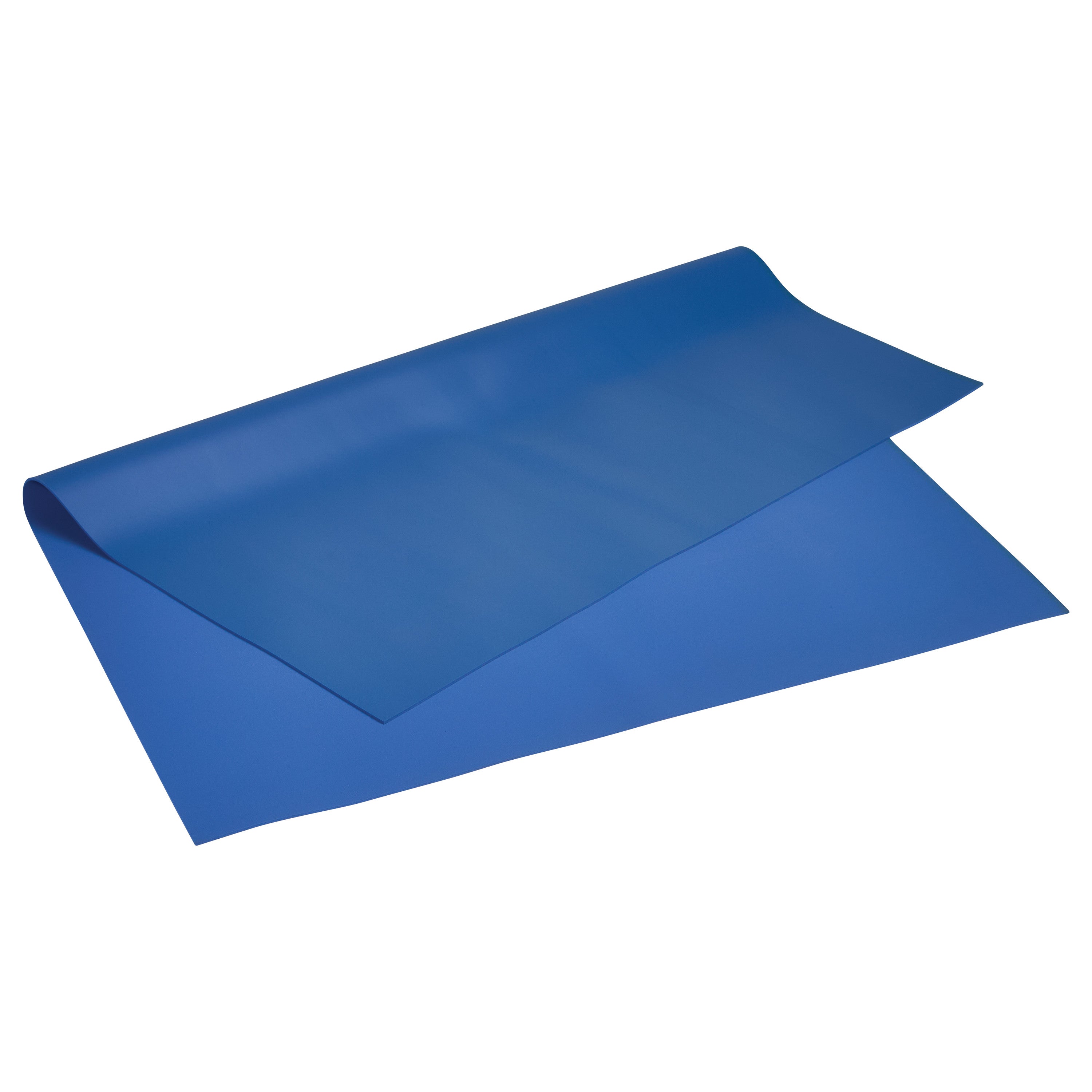 Blue orthotic material labeled Genuine Smooth/Abraded PPT, shown partially rolled and flat, with a smooth surface.