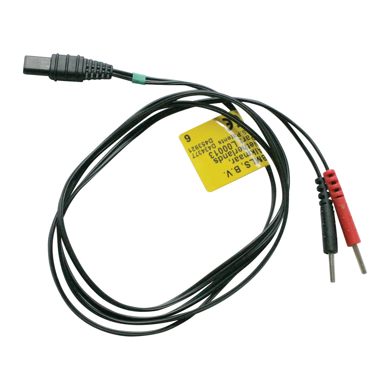 Replacement Lead Wire for BioStim Digital NMS2 Muscle Stimulator, featuring black and red connectors, and a yellow label.