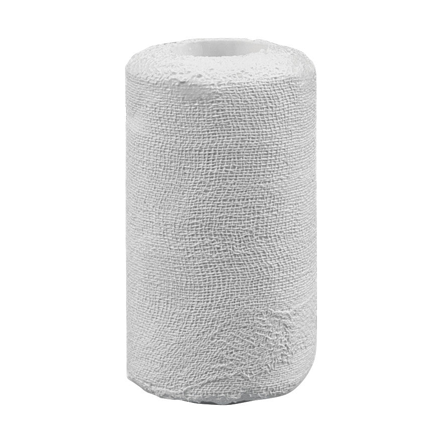 Roll of UNNA BOOT Zinc-Impregnated Gauze, white with a textured fabric appearance, standing upright against a plain background.
