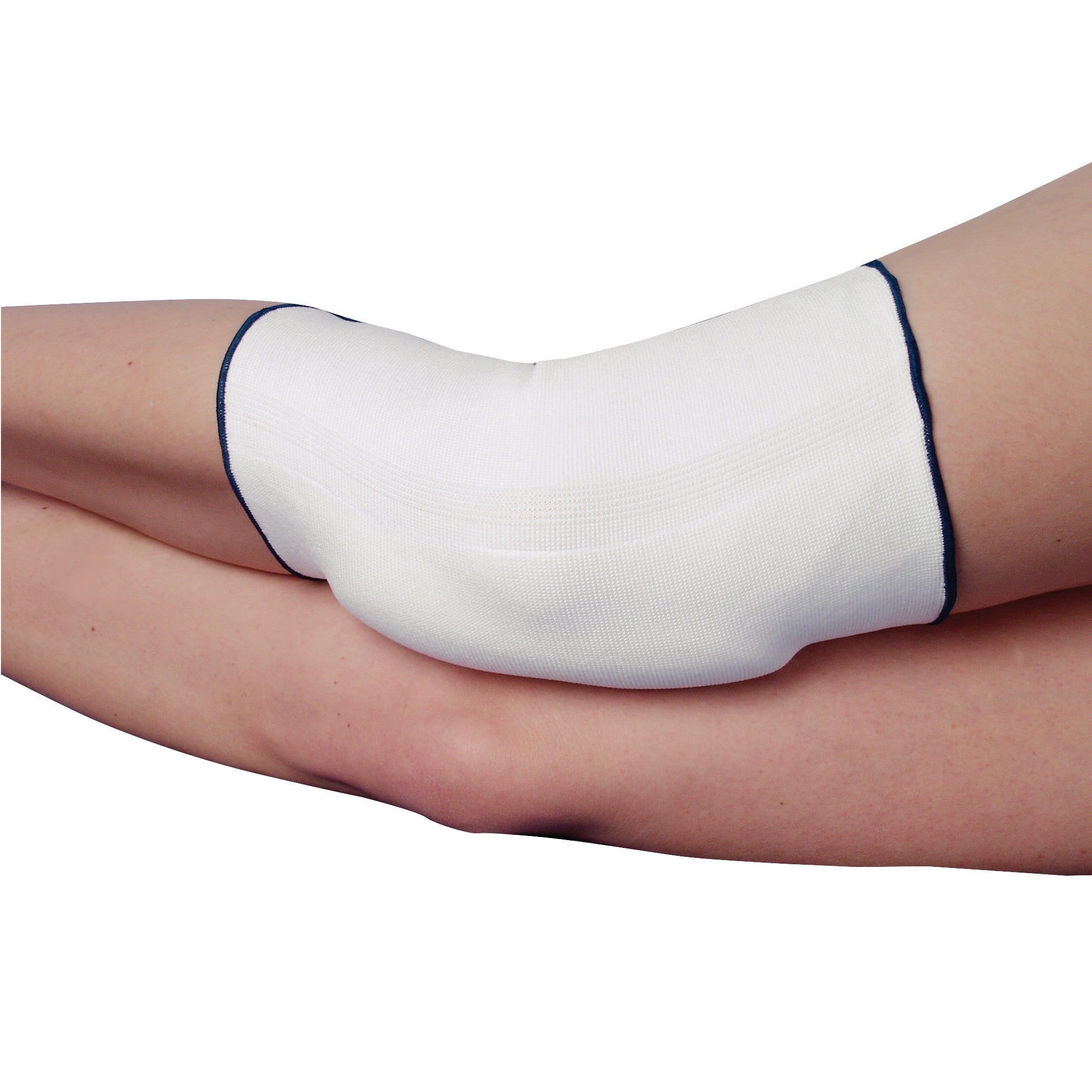 A person uses the AliMed Side-Sleep Knee Pillow, a white cushion placed between bent knees.