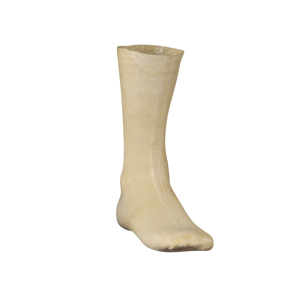 A beige STS Fitted Polyester Casting Sock is shown, resembling a foot and calf, displayed against a white background.