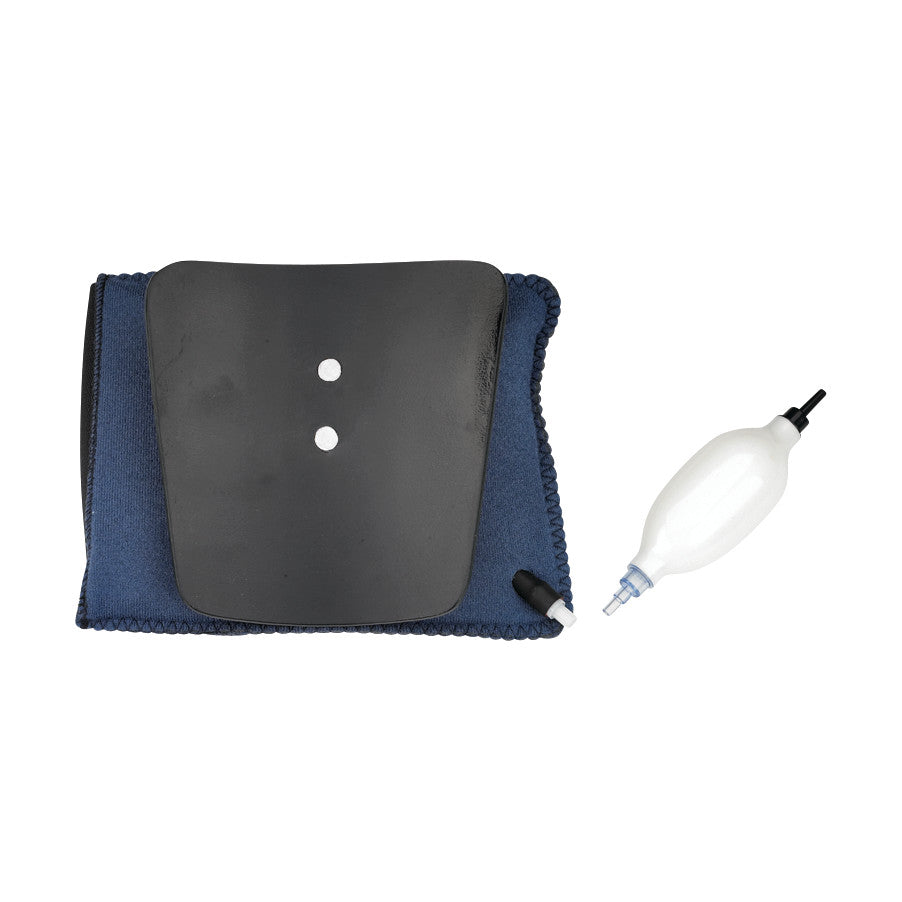 OCSI SoftPro Air Bladder Starter Kit with a black plate on blue fabric and a white air pump, used for support and cushioning.