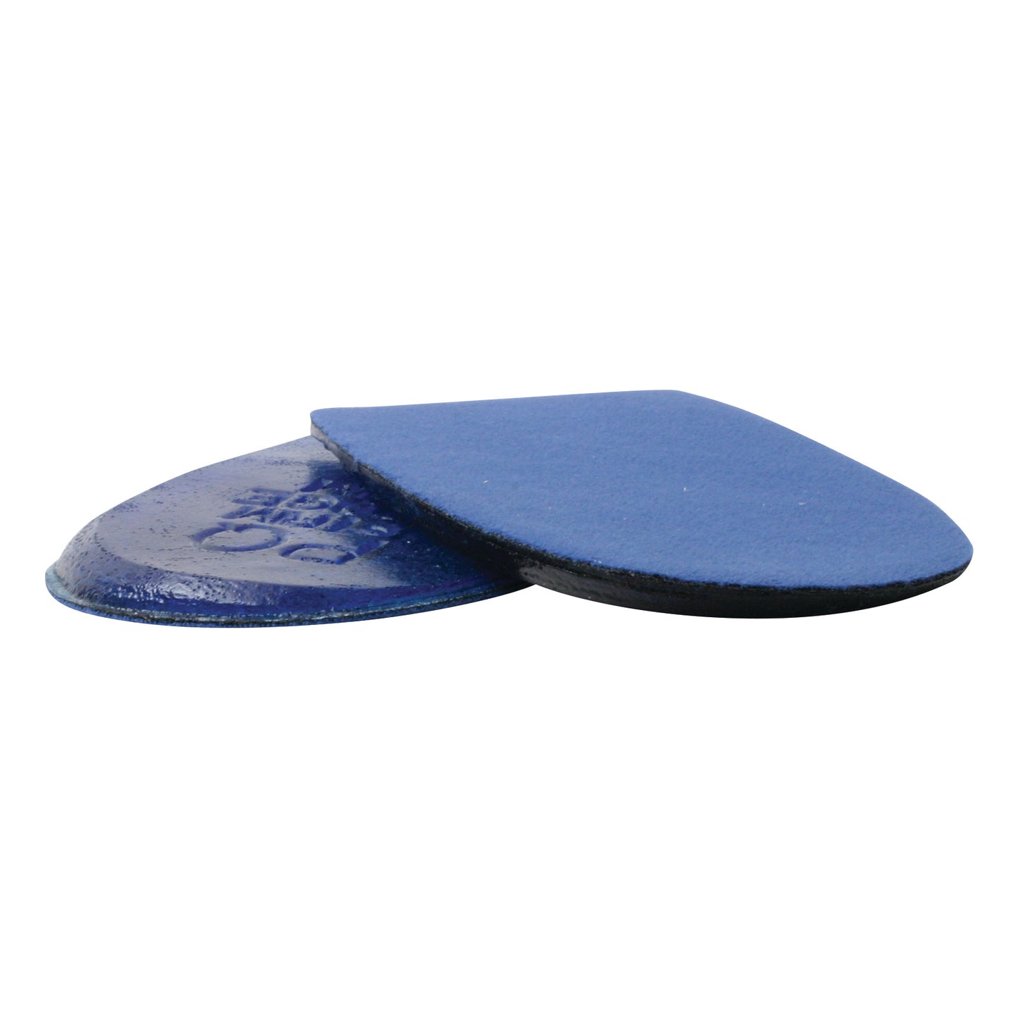 Two blue AliMed Viscoelastic Varus/Valgus Wedge insoles are shown, one partially stacked on the other.