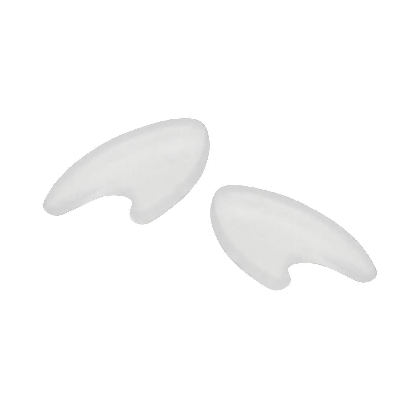 Two clear Silipos Gel Toe Separators are shown against a white background, designed to provide comfort between toes.