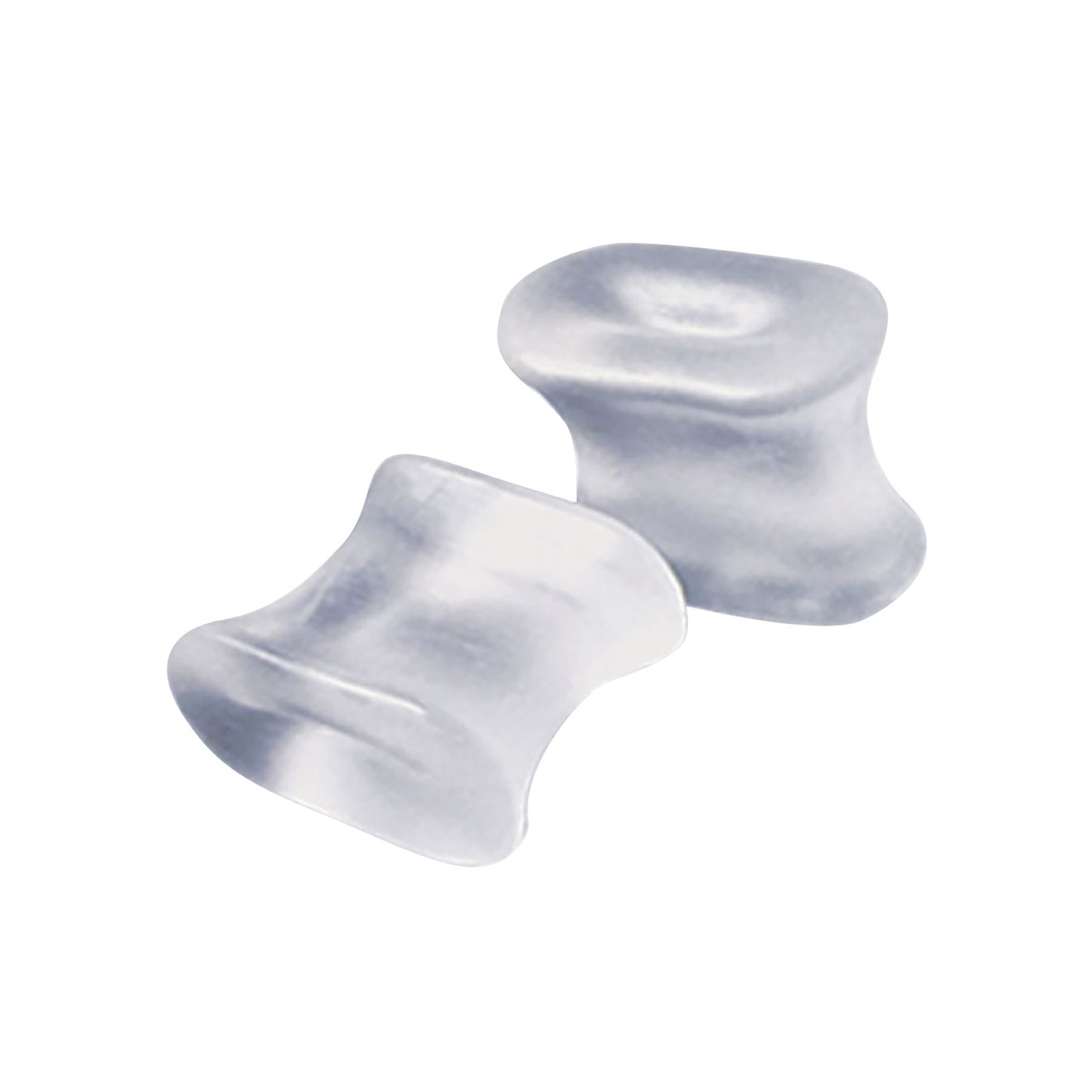 Two clear ToeMax toe separators are shown. They have a contoured, soft design for comfortable toe alignment and spacing.