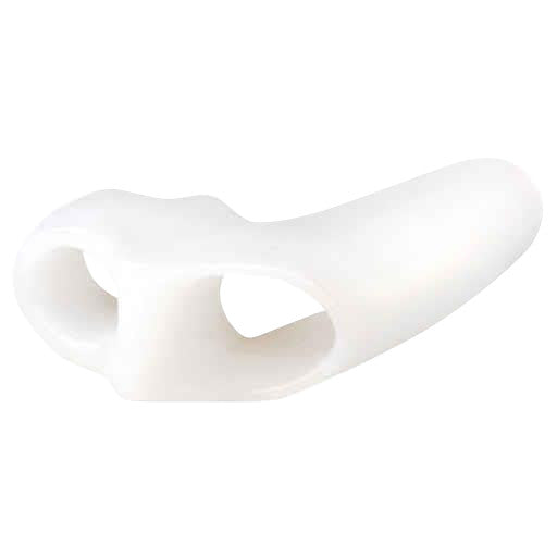 The PediFix Visco-GEL ToeBuddy Bunion Guard is a white, soft gel toe separator designed for bunion relief.