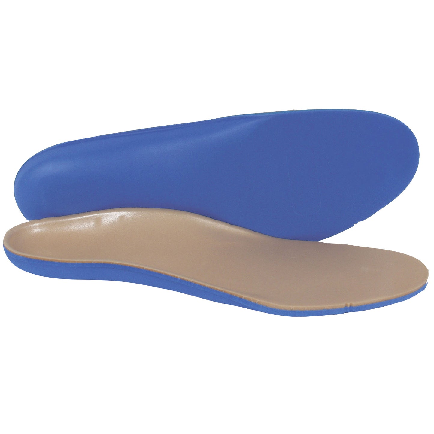 Apex Ready-Made Plastazote Thermothotics Contour with ThermoSKY EVA Base, featuring beige top with blue bottom orthotic insoles.