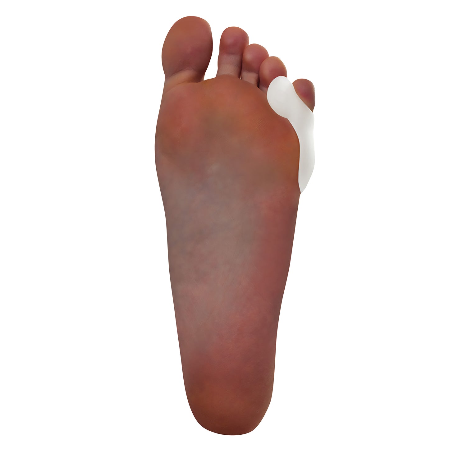 A foot with a Silipos Tailor's Bunion Guard with Spacer on the little toe, designed to provide cushioning and alignment.