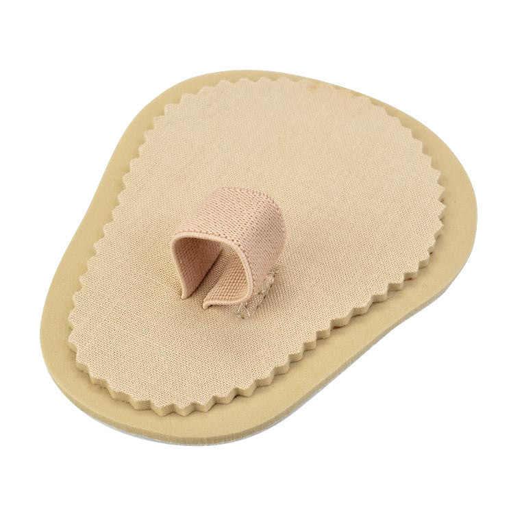 Silipos Toe Splint featuring a beige fabric loop on a soft, oval pad, designed for toe alignment and support.