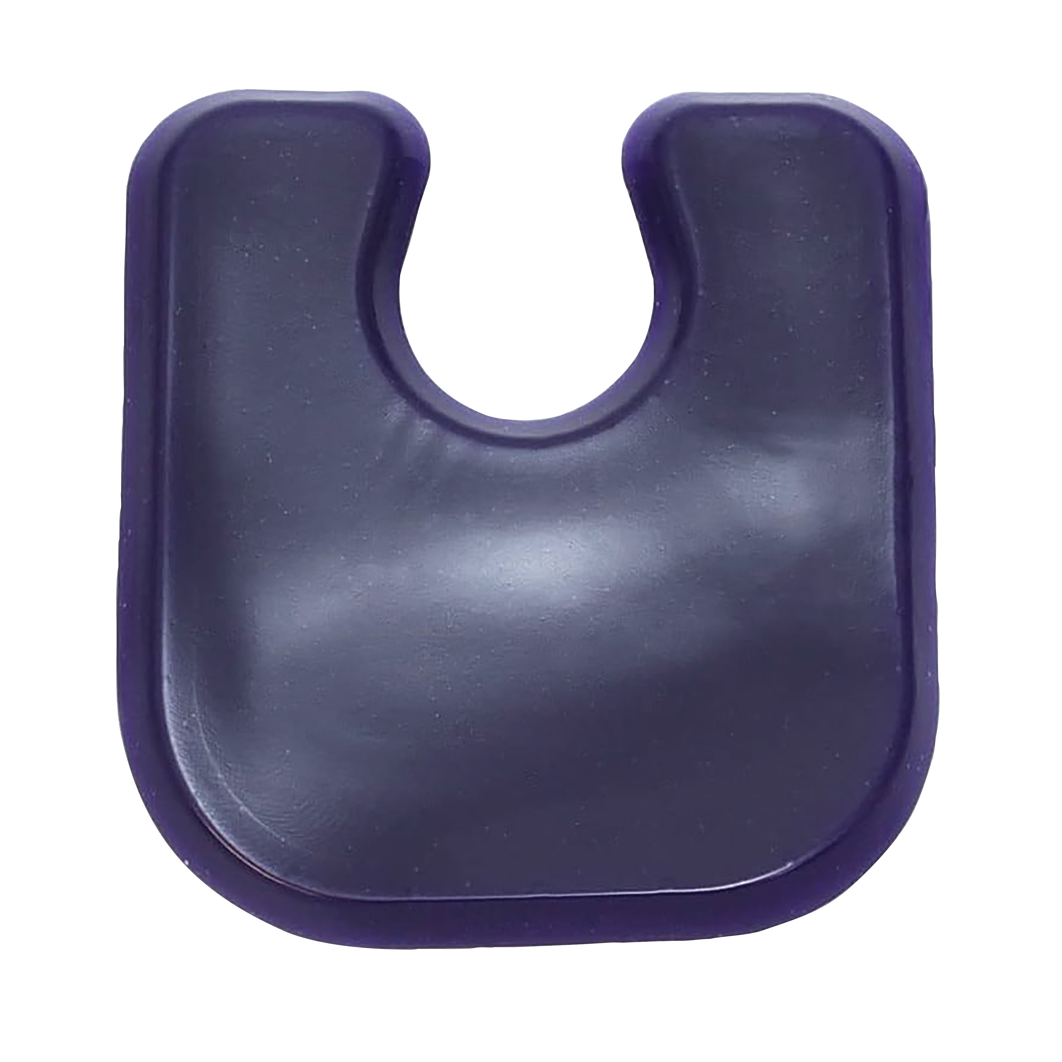 A purple U-Shape Gel Callus Pad, designed for foot comfort, with a cut-out center and a smooth surface.