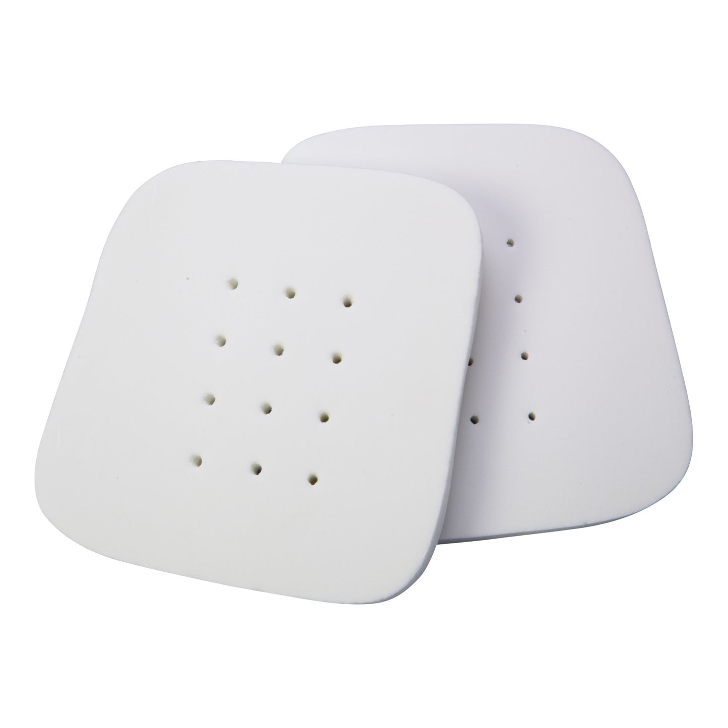 Two white square Replacement Pads for AliMed HipShield X-tra Hip Protector, each with small ventilation holes.