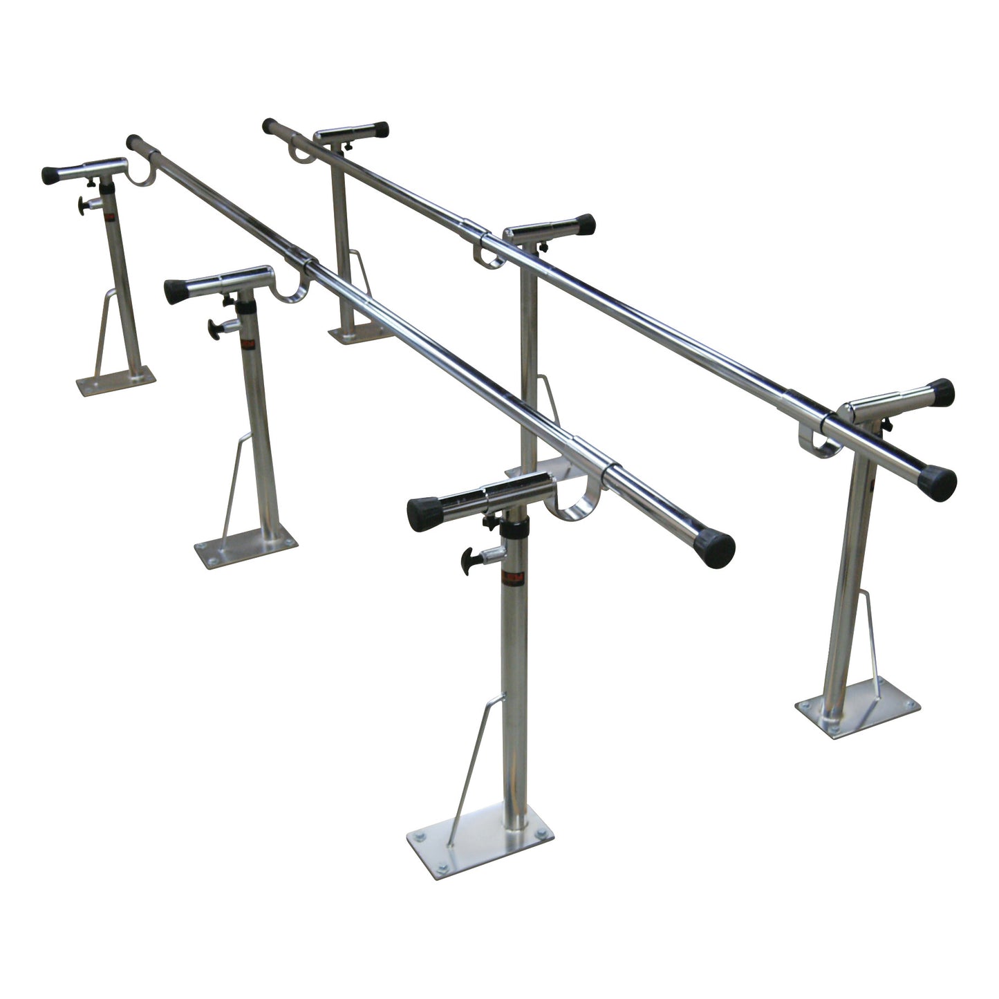 Bailey Bariatric Parallel Bars feature adjustable metal bars with secure bases, designed for rehabilitation and support exercises.