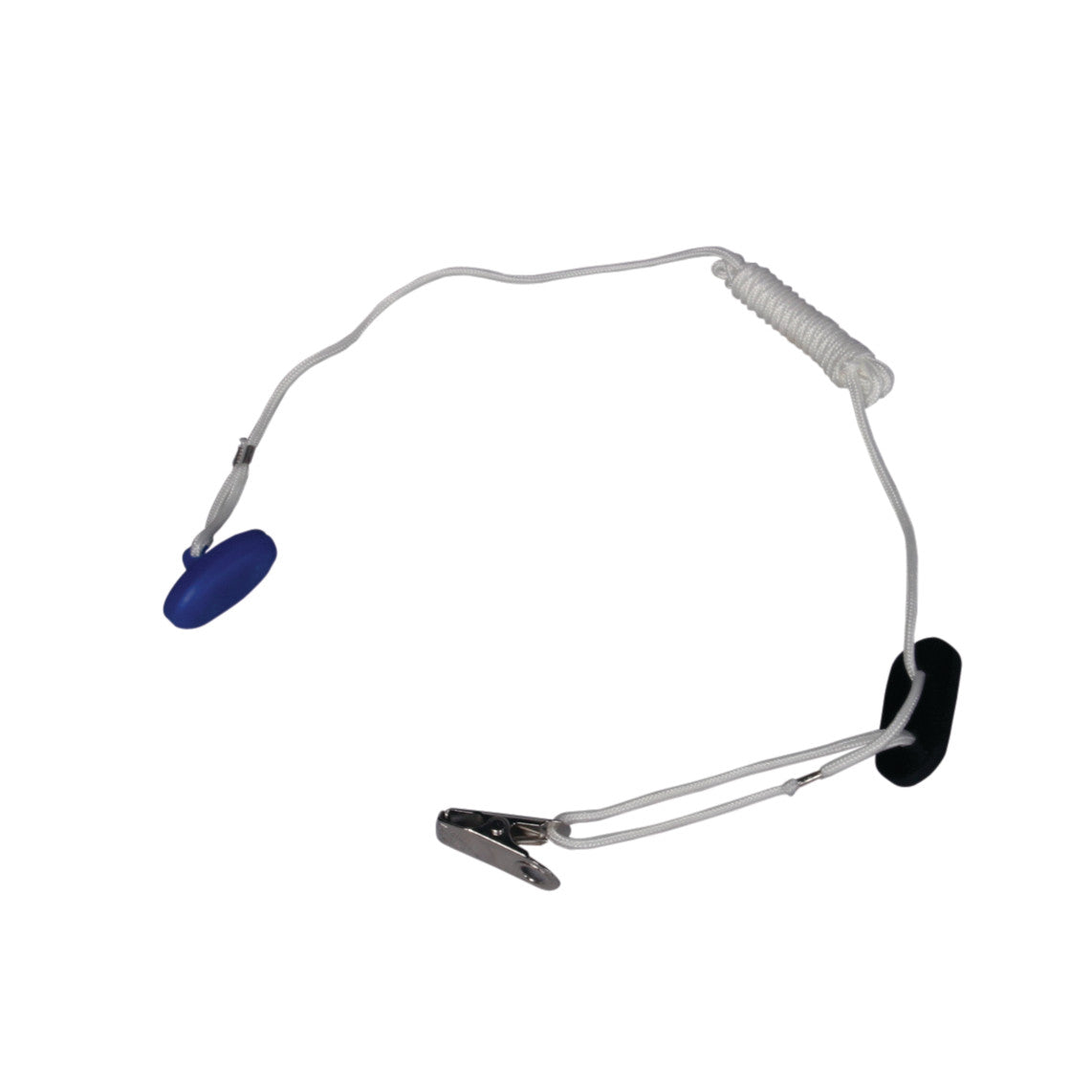 Replacement Pull-Cord for AliMed IQ Duo Plus Alarm with a coiled white cord, silver clips, and blue and black ends.