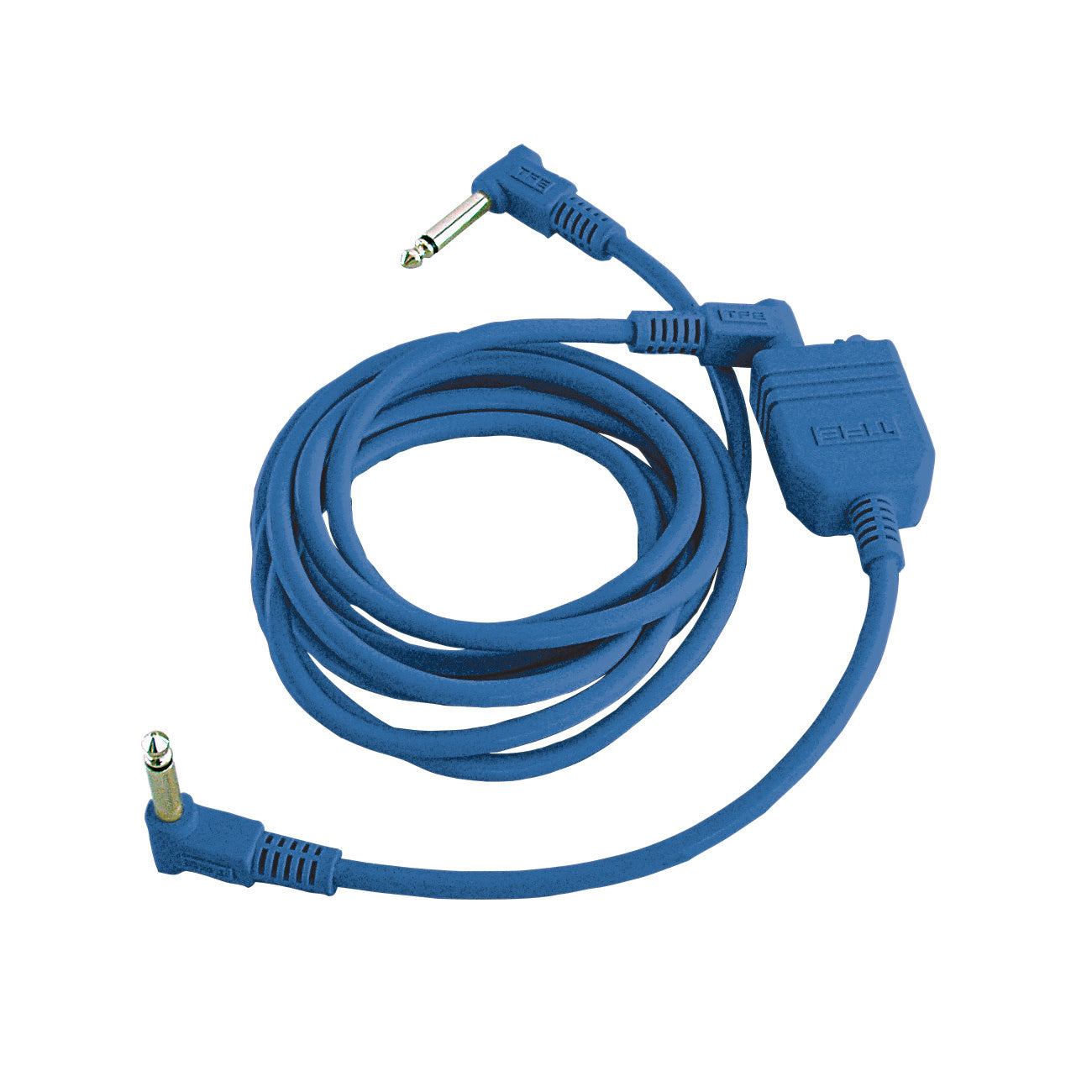 Blue coiled cable with two right-angle connectors; labeled "AliMed Nurse-Call Connector" for medical device use.