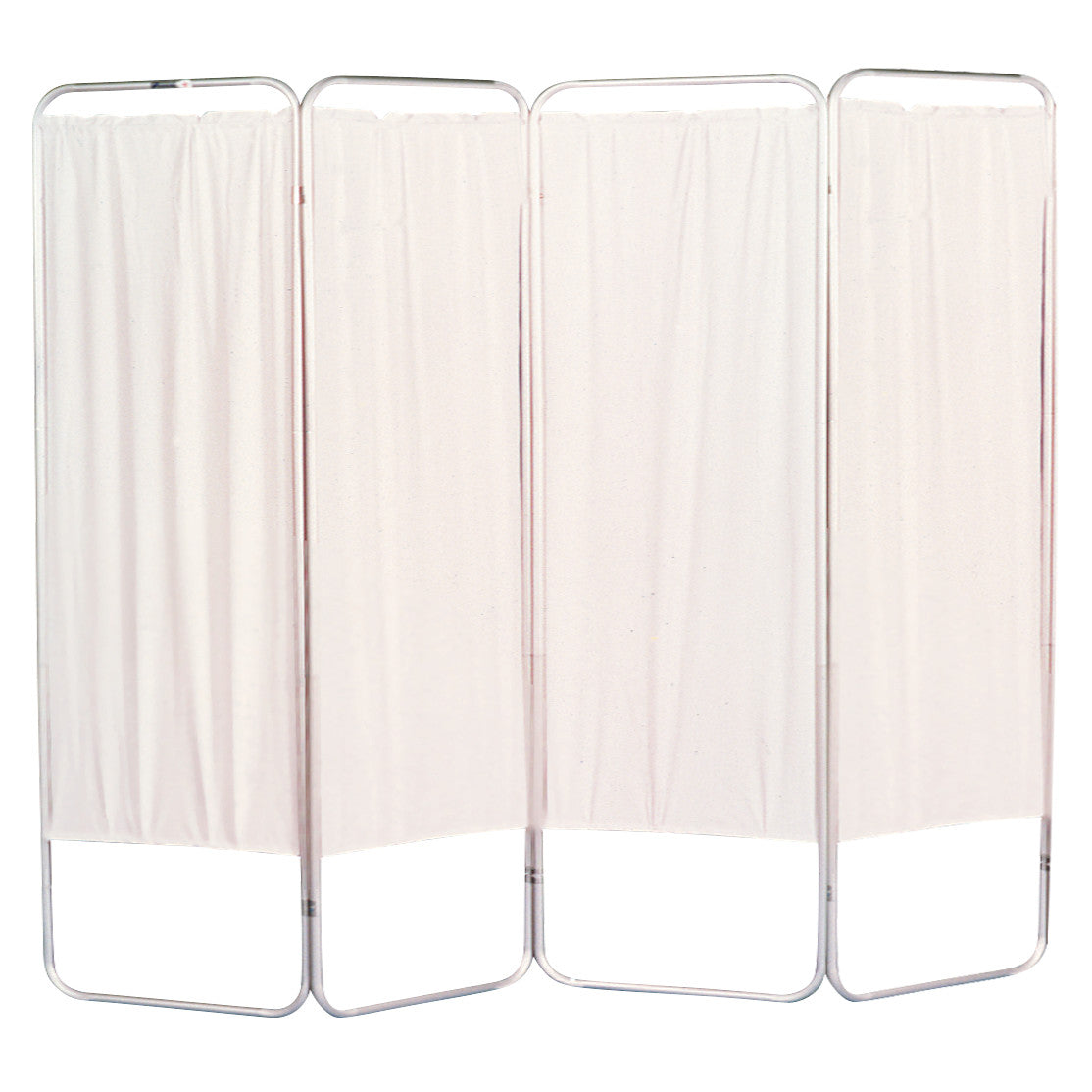 Brandt Nonmagnetic Folding Privacy Screen with four cream panels and rounded metal frames designed for medical or personal use.