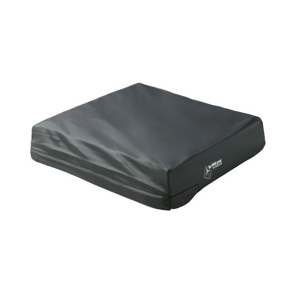 A black Heavy-Duty Replacement Cover for ROHO LOW-PROFILE Wheelchair Cushion, shown with reinforced edges and a subtle logo.