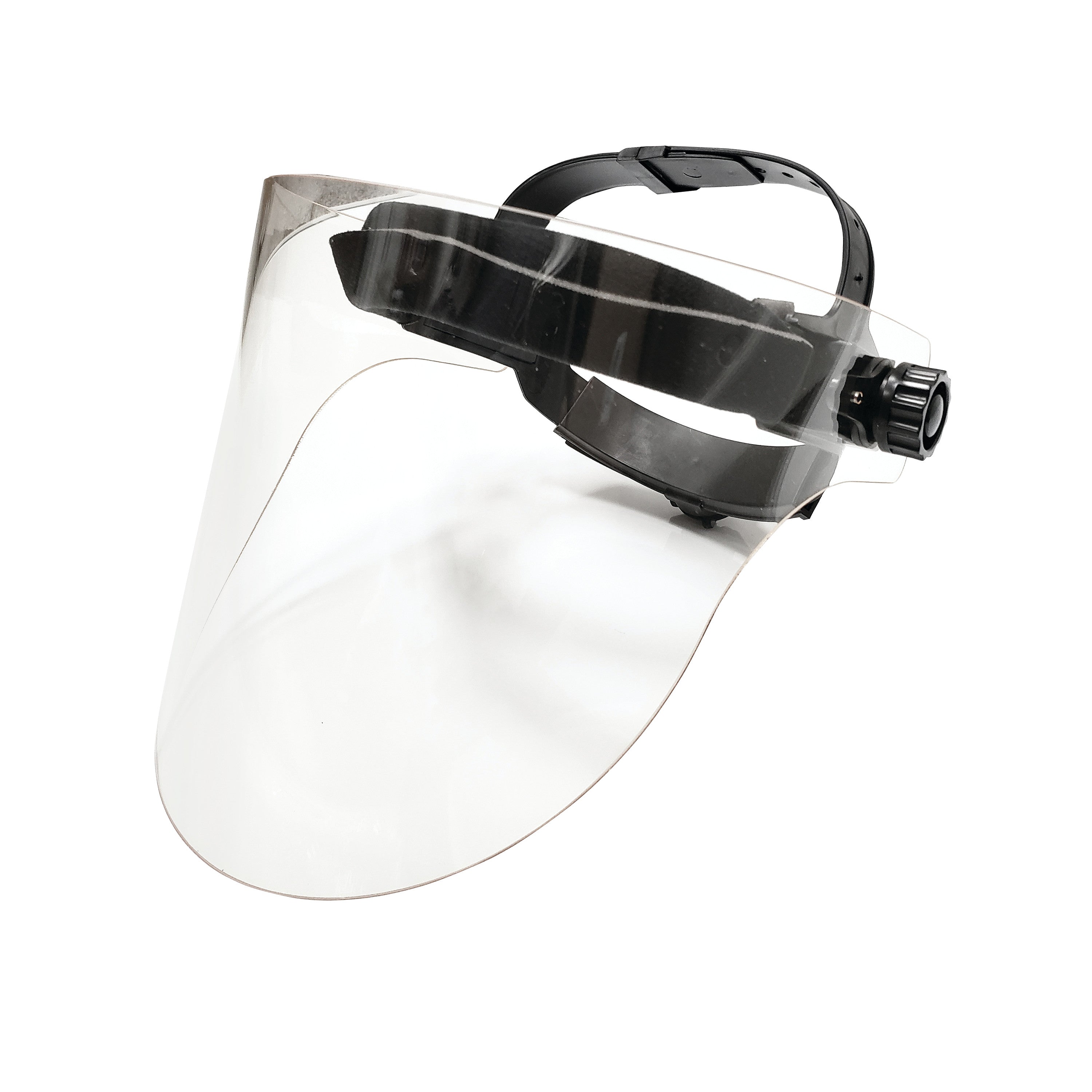 Universal Full Face Shield with a clear visor and adjustable black headband, shown against a white background.