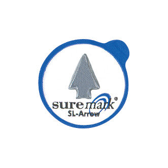 Suremark Arrow Skin Marker with a blue border and a silver arrow in the center. Text reads "suremark SL-Arrow."