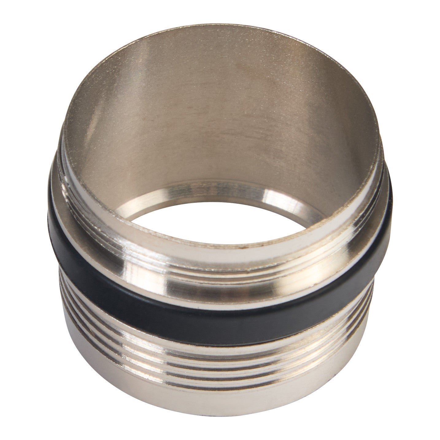 Metallic Battery Convertible Ring for Welch Allyn 3.5V Otoscope Head, featuring a black band and threaded design.