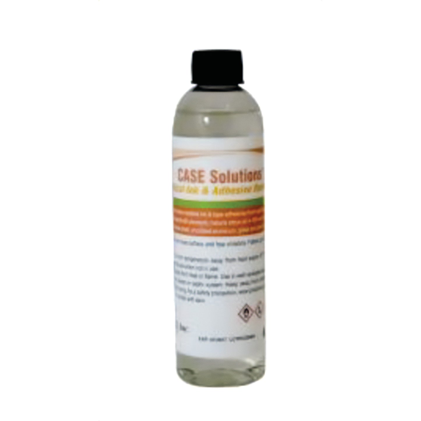 A bottle of Case Medical Case Solutions Surgical Medical Ink and Adhesive Remover with a black cap and a labeled transparent body.