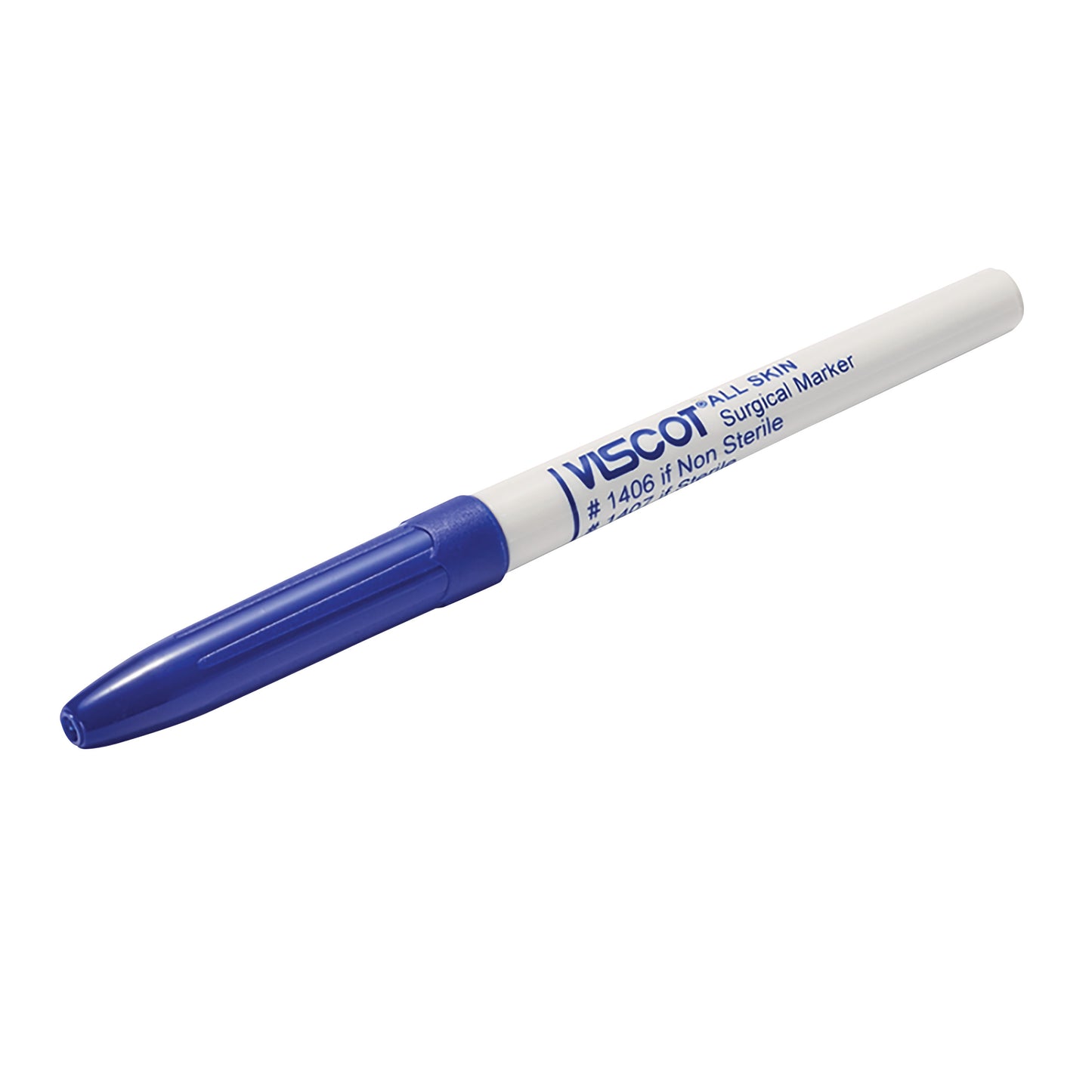 Blue-capped Viscot AllSkin Surgical Skin Marker with white barrel, labeled as non-sterile, product number 1406.