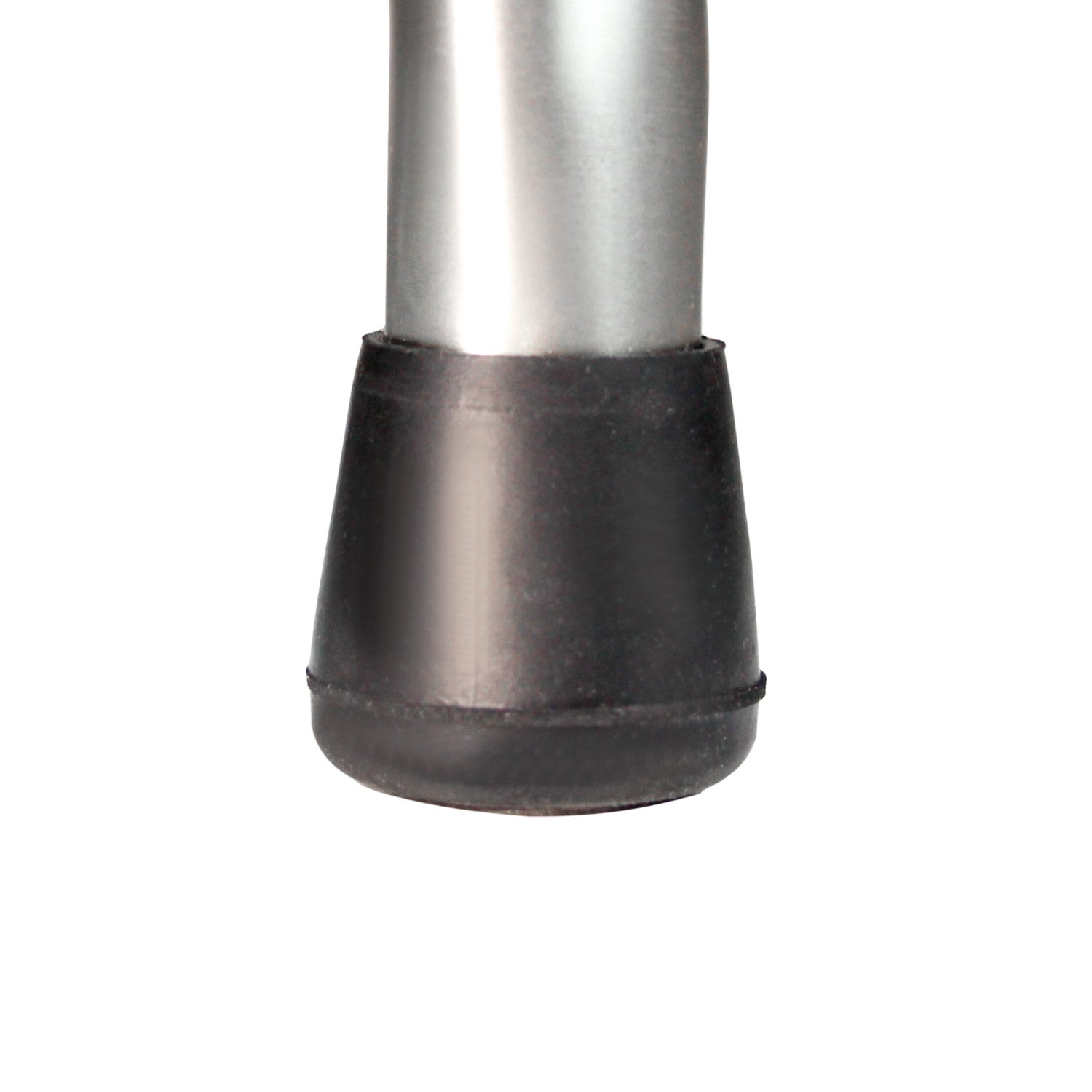 Close-up of Replacement Rubber Tips for Step Stools, featuring a black rubber tip attached to a metal leg.