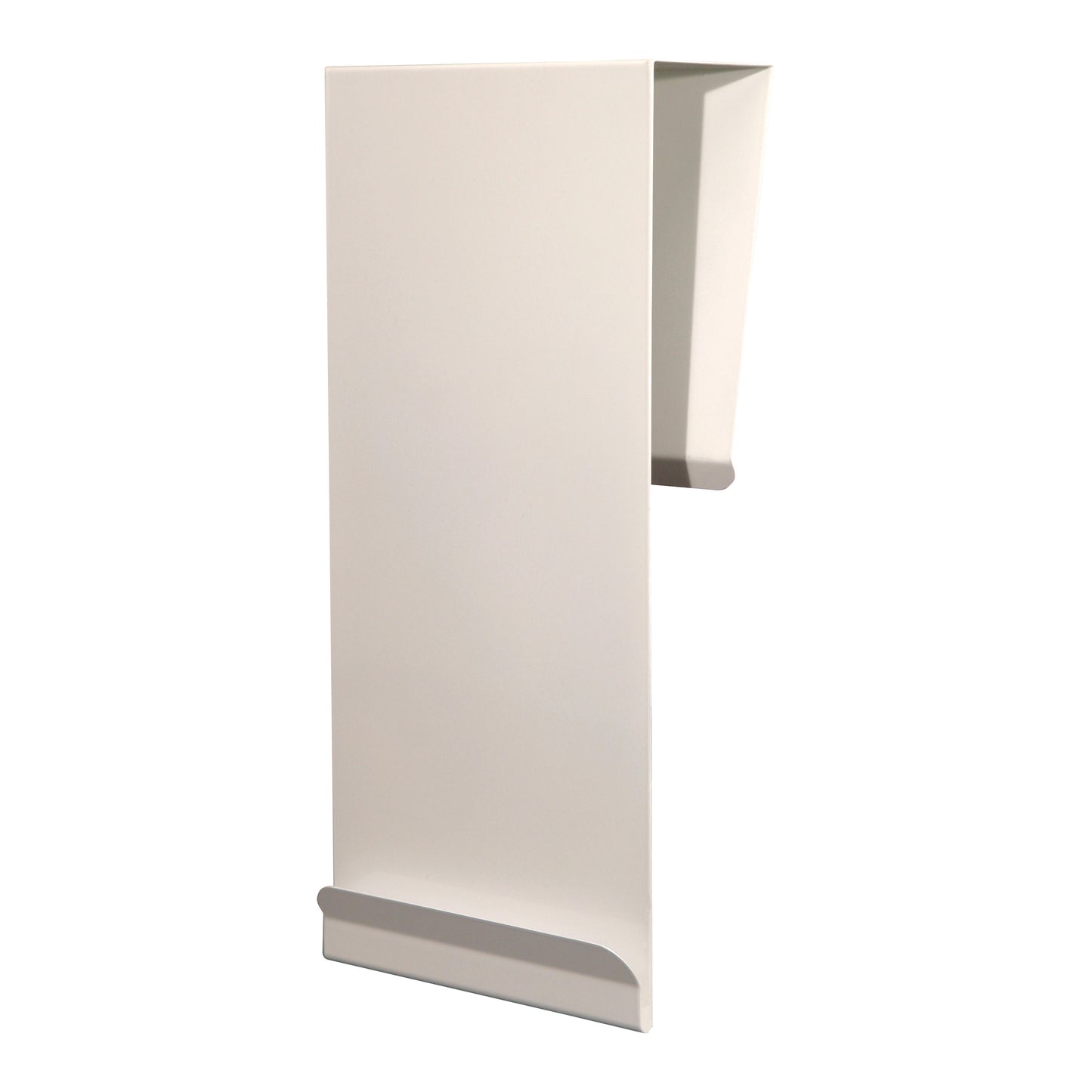 White metal Door Mount/Hanger for Bowman Isolation Stations with a rectangular shape and a lip at the bottom.