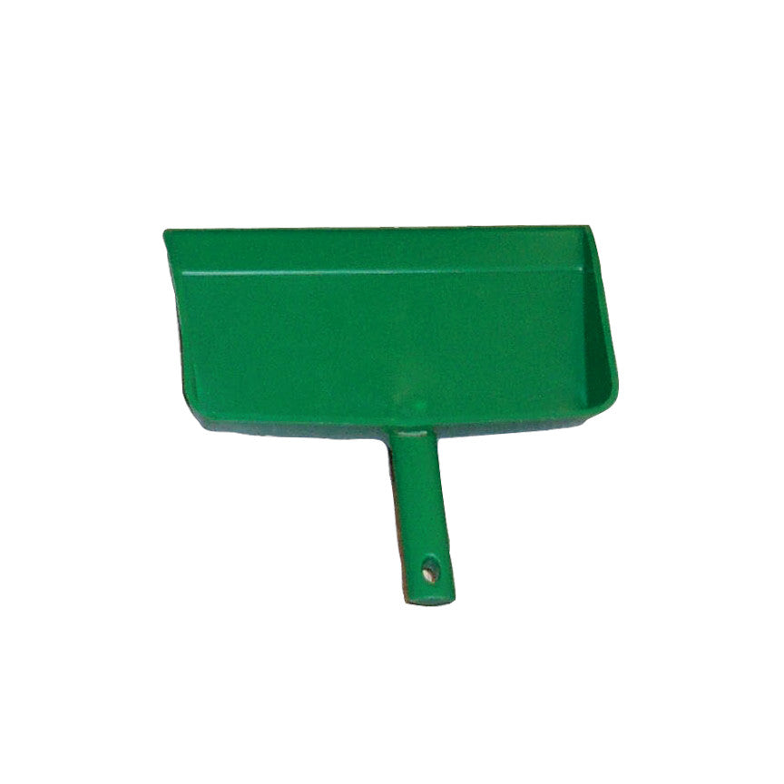 Green MRI Dustpan with a handle and a hole for hanging, designed for cleaning purposes.