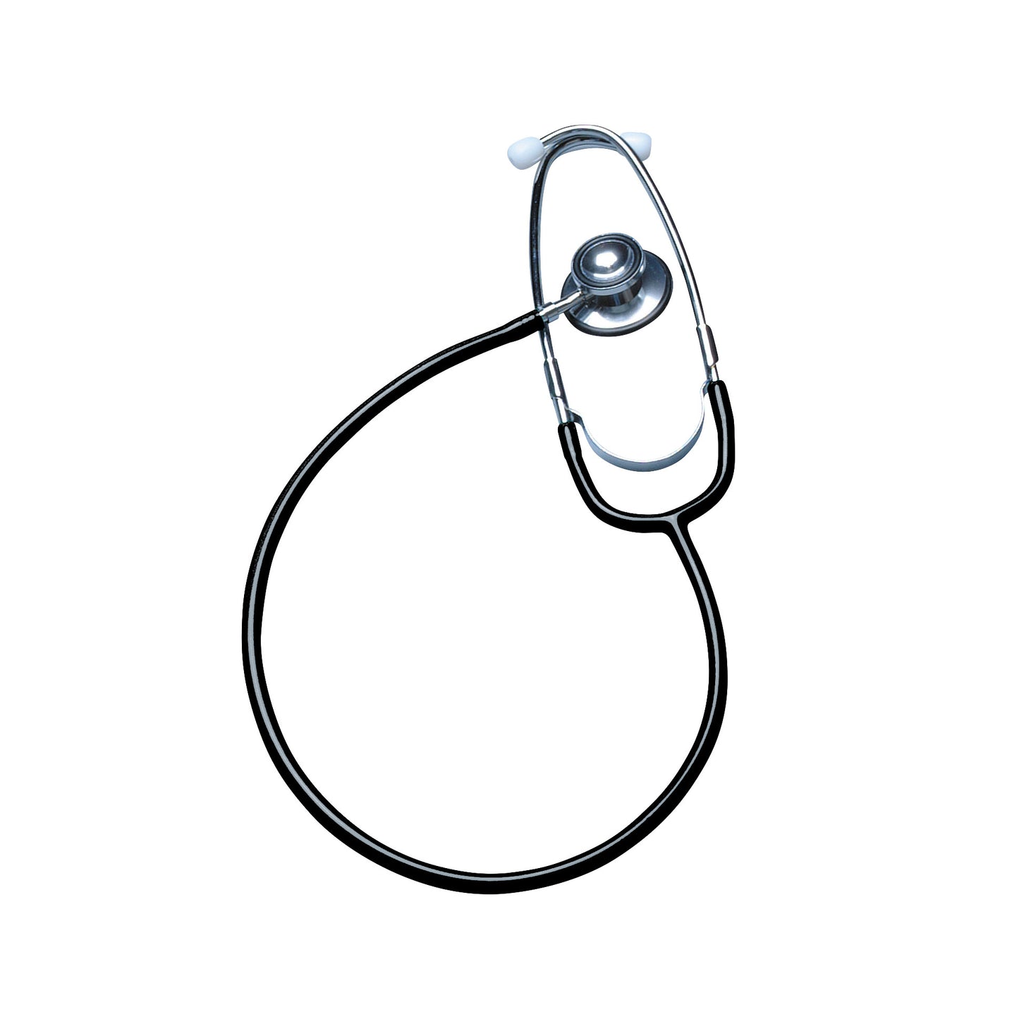 A Lightweight Dual-Head Stethoscope with black tubing and metal chest piece, displayed on a white background.