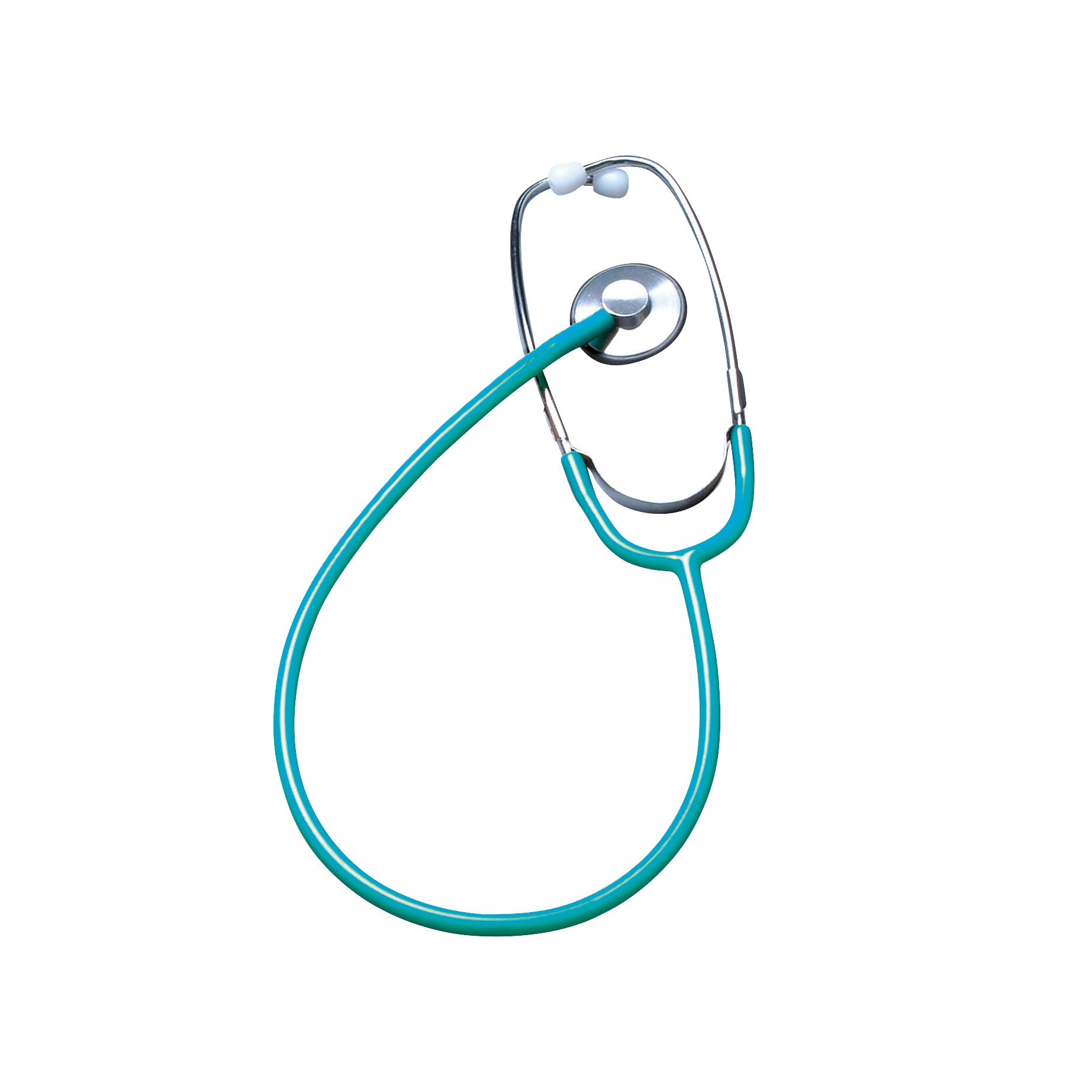 A teal Lightweight Single-Head Stethoscope with a silver chest piece and white earpieces on a white background.