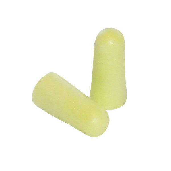 Two yellow foam Bulk Earplugs are shown against a white background, designed for noise reduction.