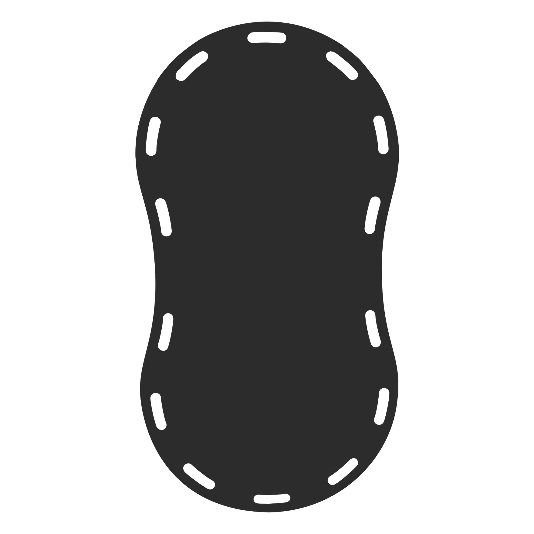 Solid black silhouette of the AliMed Bariatric Patient Shifter, with a curved shape and dashed lines along the edges.