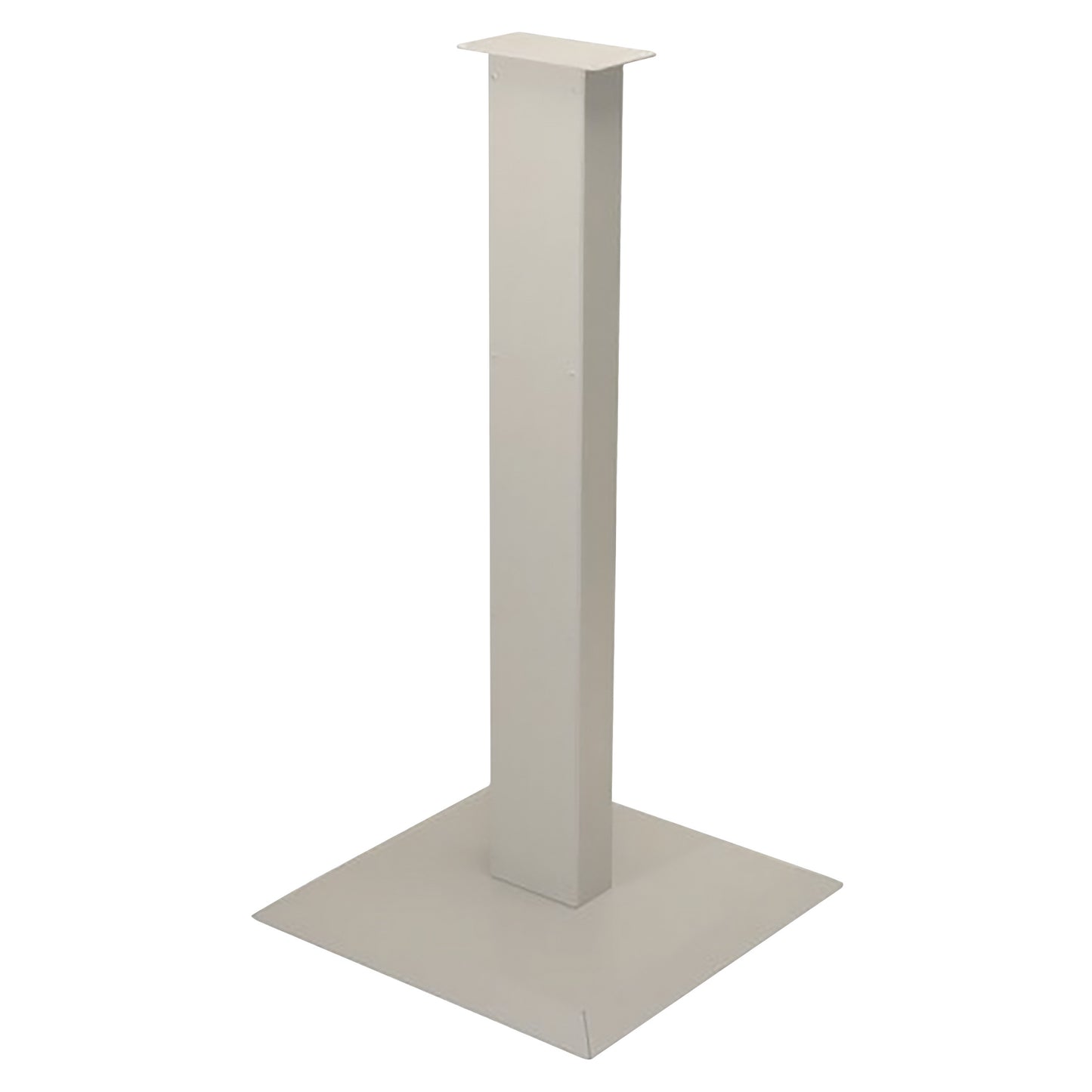 A beige metal floor stand for Bowman Hygiene Centers, featuring a square base and vertical column for supporting hygiene units.
