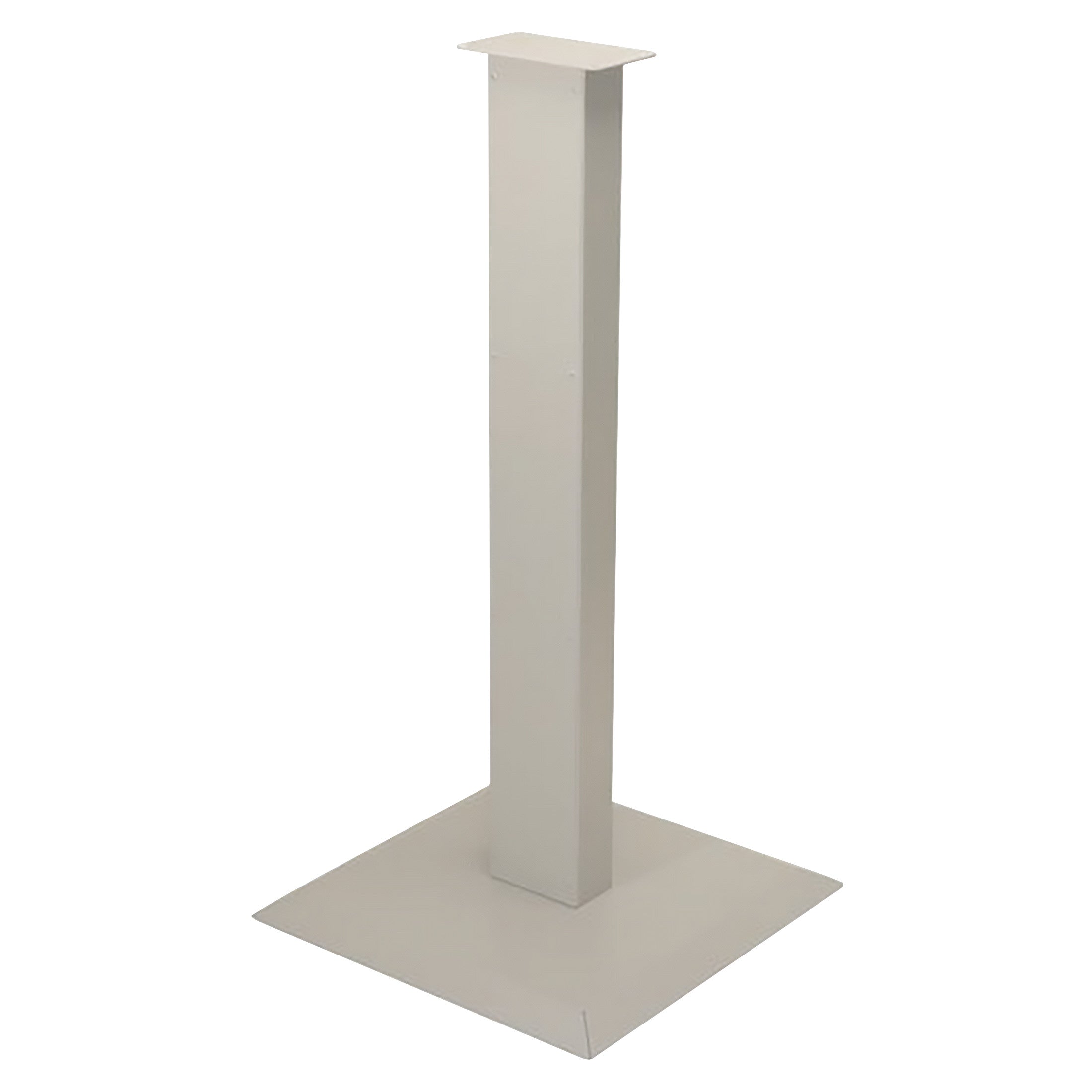 A beige metal floor stand for Bowman Hygiene Centers, featuring a square base and vertical column for supporting hygiene units.