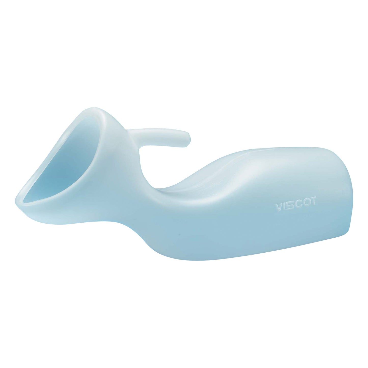 Blue Viscot Millie Female Urinal with ergonomic design, featuring a wide opening and a grip handle for ease of use.